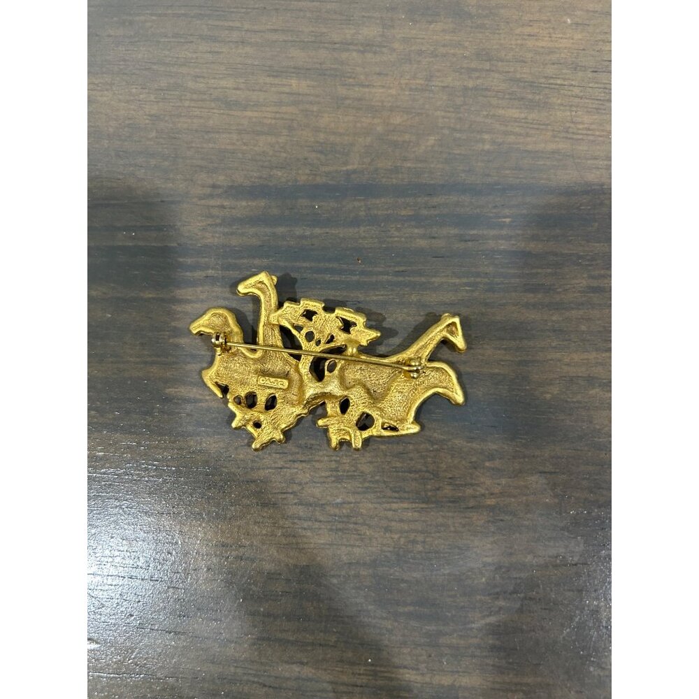 Vintage Ajc Gold Tone Giraffe And Zebra Brooch Pi… - image 5